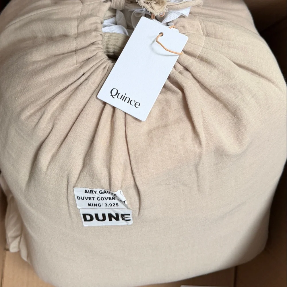 Quince Organic Cotton Airy Gauze Duvet Cover Set King Dune NWT Neutral Luxury